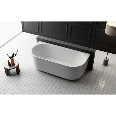 FugaFlow Eccelente Anta half vrijstaand bad - 170x80x58cm - met afvoer - acryl - mat wit