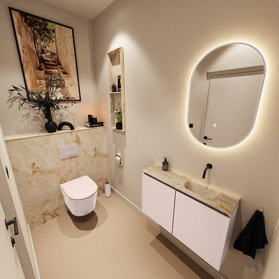MONDIAZ TURE-DLUX 80cm toiletmeubel Rosee. EDEN wastafel Frappe positie rechts. Zonder kraangat.
