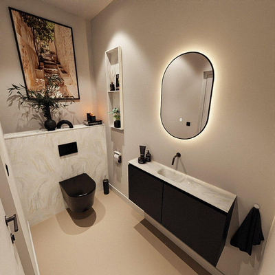 MONDIAZ TURE-DLUX 100cm toiletmeubel Urban. EDEN wastafel Ostra positie midden. Zonder kraangat.