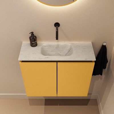 MONDIAZ TURE-DLUX 60cm toiletmeubel Ocher. EDEN wastafel Opalo positie midden. Zonder kraangat.