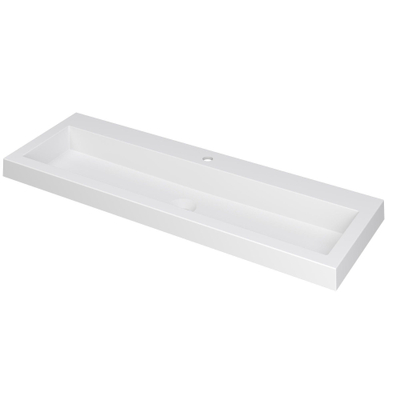 INK Dock wastafel - 120x40x6cm - 1 wasbak - 1 kraangat - polystone wit mat