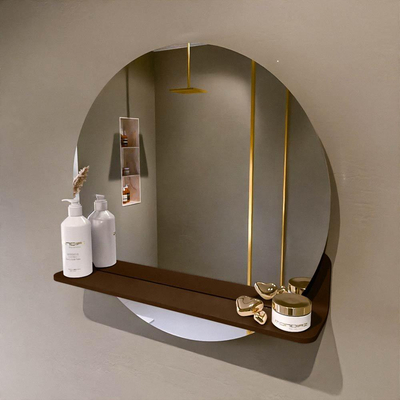 Mondiaz SPOT Badkamerspiegel - rond 60cm - spiegelplanchet - kleur Rust