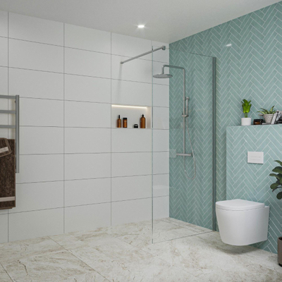 FugaFlow Eccelente Vetro inloopdouche badkamer - 80x200cm - helder glas - wandarm - chroom