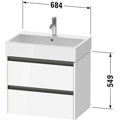 Duravit Ketho 2 wastafelonderbouwkast met 2 laden 68.4x46x54.9cm met grepen antraciet basalt mat