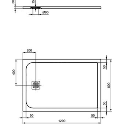 Ideal Standard Ultraflat Solid douchebak rechthoekig 120x80x3cm betongrijs