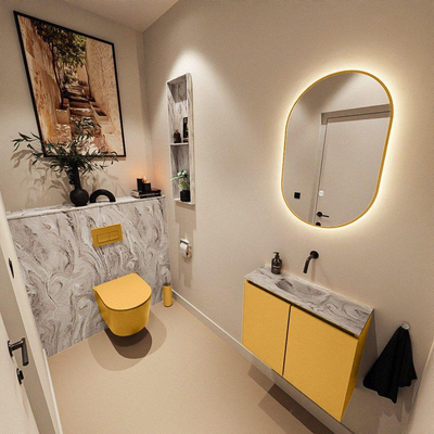 MONDIAZ TURE-DLUX 60cm toiletmeubel Ocher. EDEN wastafel Glace positie midden. Zonder kraangat.