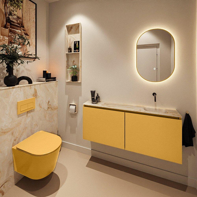 MONDIAZ TURE-DLUX 120cm toiletmeubel Ocher. EDEN wastafel Frappe positie rechts. Zonder kraangat.