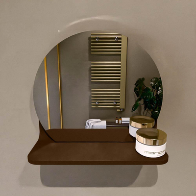 Mondiaz SPOT Badkamerspiegel - rond 30cm - spiegelplanchet - kleur Rust