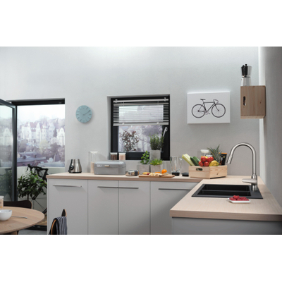 Hansgrohe M42 M429-H220 1-gats keukenkraan m. uittrekbare handdouche m. 360° draaibare uitloop RVS