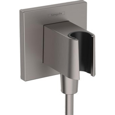 Hansgrohe Fixfit handdouchehouder + aansluitbocht Brushed Black chr