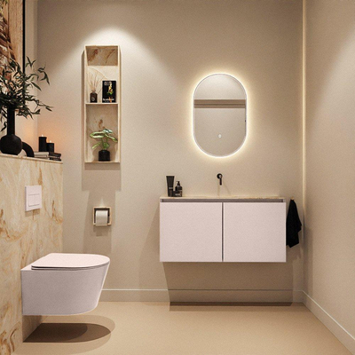MONDIAZ TURE-DLUX 100cm toiletmeubel Rosee. EDEN wastafel Frappe positie midden. Zonder kraangat.