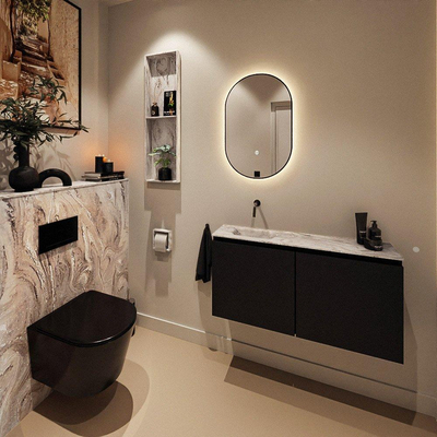MONDIAZ TURE-DLUX 100cm toiletmeubel Urban. EDEN wastafel Glace positie links. Zonder kraangat.