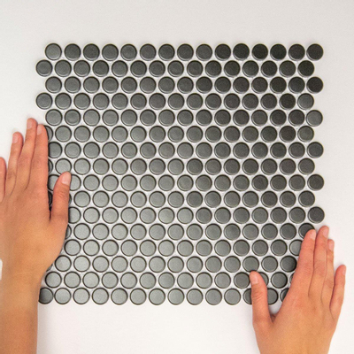 The Mosaic Factory Venice mozaïektegel - 31.5x29.4cm - wand en vloertegel - Rond - Porselein Black Mat