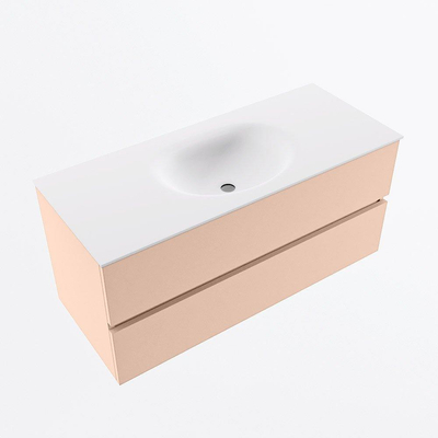 MONDIAZ VICA Badkamermeubelset - 110cm - onderkast rosee- 2 lades - wastafel moon midden - 1 kraangat - 60cm hoge versie - talc