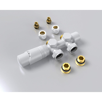 Rosani Classic universele radiator aansluitset recht en haaks mat wit OUTLETSTORE