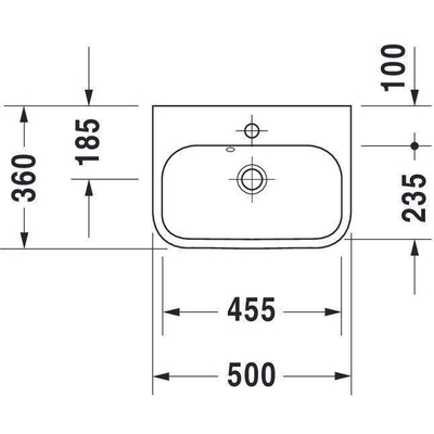 Duravit HappyD 2 meubelfontein met overloop met kraangat 50x36cm wit