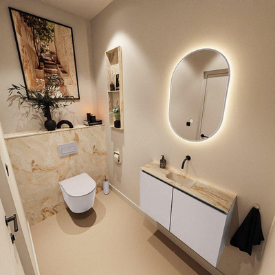 MONDIAZ TURE-DLUX 80cm toiletmeubel Cale. EDEN wastafel Frappe positie midden. Zonder kraangat.