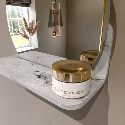 Mondiaz SPOT Badkamerspiegel - rond 30cm - spiegelplanchet - kleur Glace