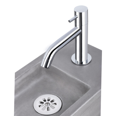 Differnz Force fonteinset - 40x22x8cm - Rechthoek - 1 kraangat - Gebogen chromen kraan - Beton Grijs