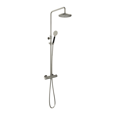 Hotbath Cobber X SDS9 thermostatische regendoucheset met 20cm ronde hoofddouche ronde handdouche nikkel geborsteld