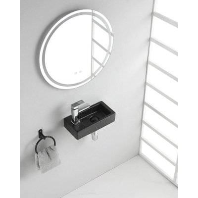 Wiesbaden Rhea mini fontein links 36,5 x 18 x 9 cm keramiek mat zwart