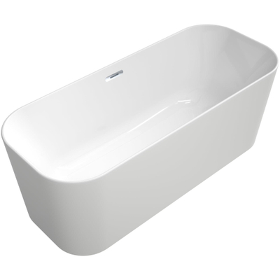 Villeroy & Boch Finion kunststof vrijstaand duobad quaryl ovaal 170x70x48cm incl. push-to-open afvoerplug + overloop chroom/wit