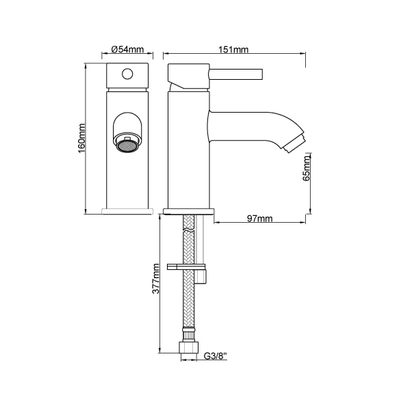 Wiesbaden Cadans wastafelkraan laag geborsteld koper