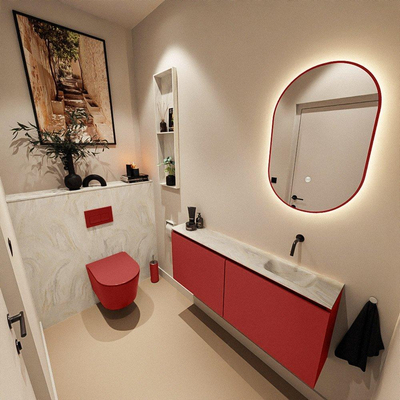 MONDIAZ TURE-DLUX 120cm toiletmeubel Fire. EDEN wastafel Ostra positie rechts. Zonder kraangat.