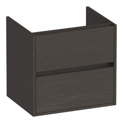 BRAUER Adore wastafelonderkast - 60x46x55cm - 2 softclose lades - greeploos - 1 sifon uitsparing - Timber Anthracite