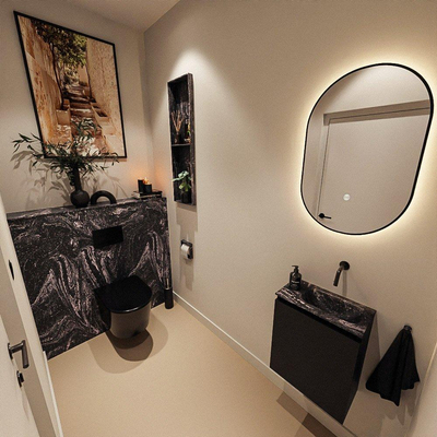 MONDIAZ TURE-DLUX 40cm toiletmeubel Urban. EDEN wastafel Lava positie rechts. Zonder kraangat.