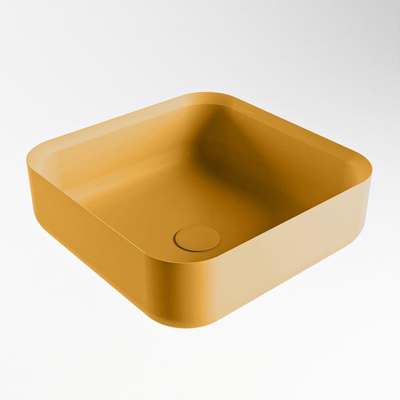 Mondiaz Binx Waskom - 36x36x13cm - vierkant - opbouw - Solid surface - Ocher/Ocher