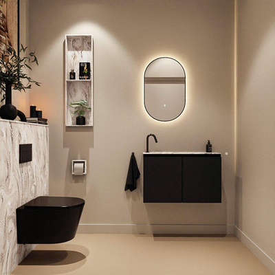 MONDIAZ TURE-DLUX 80cm toiletmeubel Urban. EDEN wastafel Glace positie links. Met 1 kraangat.