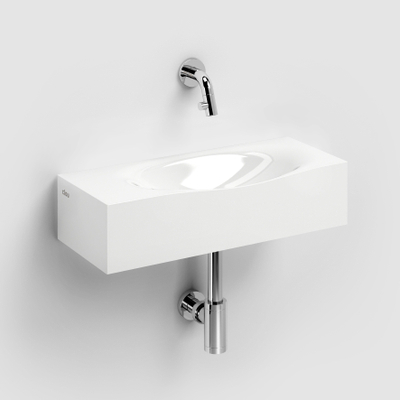 Clou Hammock Fontein - 45x18x11cm - voorbewerkt kraangat links - mineraalsteen - glans wit