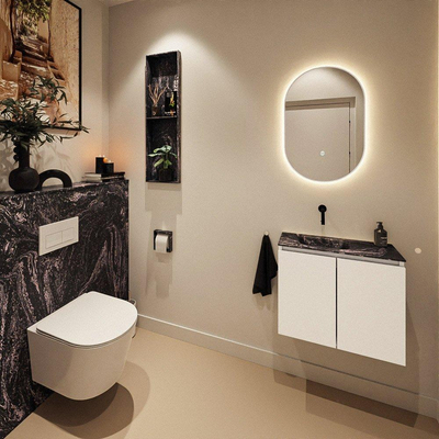 MONDIAZ TURE-DLUX 60cm toiletmeubel Talc. EDEN wastafel Lava positie links. Zonder kraangat.