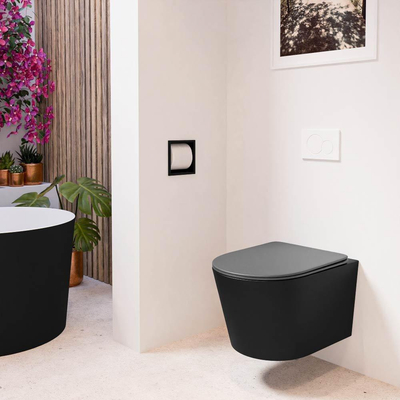 MONDIAZ LAVIE wandclosetpack - 36x53cm - diepspoel - rimless - Urban (zwart) - softclose - quick-release - toiletzitting - Dark grey (grijs)