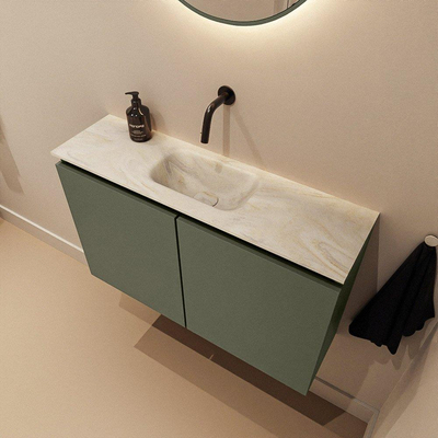 MONDIAZ TURE-DLUX 80cm toiletmeubel Army. EDEN wastafel Ostra positie midden. Zonder kraangat.