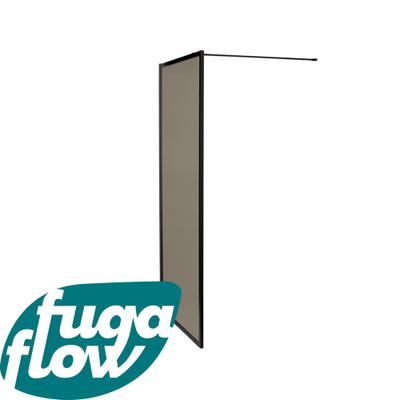 FugaFlow Efficiente Vetro inloopdouche badkamer - 80x200cm - veiligheidsglas - rook glas - mat zwarte lijst rondom - anti kalk