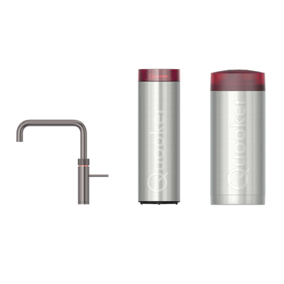 Quooker Fusion Square kokendwaterkraan - draaibare uitloop - Combi incl. Cube reservoir - Warm / kokend / bruisend / gefilterd water - Gunmetal