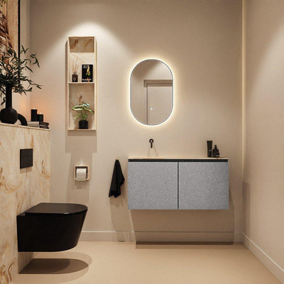 MONDIAZ TURE-DLUX 100cm toiletmeubel Plata. EDEN wastafel Frappe positie links. Zonder kraangat.
