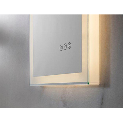 Crosswater Dune spiegel 40x60x3.4cm met direct dimbaar LED verlichting 3000K tot 6200K zilver