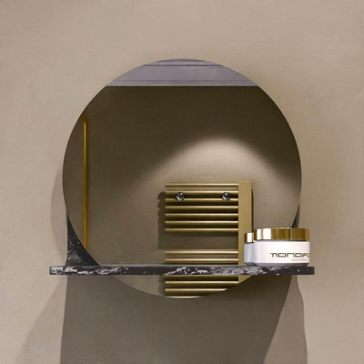 Mondiaz SPOT Badkamerspiegel - rond 30cm - spiegelplanchet - kleur Lava