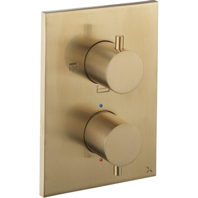 Crosswater MPRO Crossbox Douchekraan - inbouw - thermostatisch - 3 functies - incl. inbouwdeel - messing geborsteld