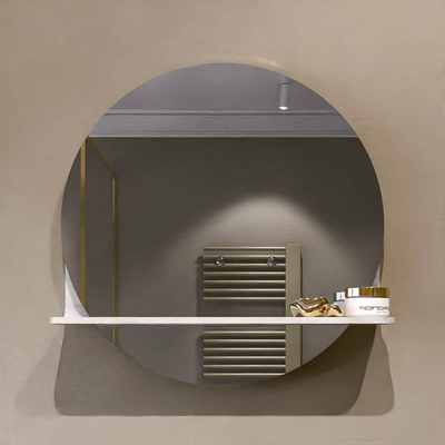 Mondiaz SPOT Badkamerspiegel - rond 50cm - spiegelplanchet - kleur Opalo