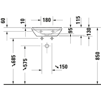 Duravit D-Neo Fonteinbak 45x33.5x13cm zonder kraangat rechthoek Keramiek Wit