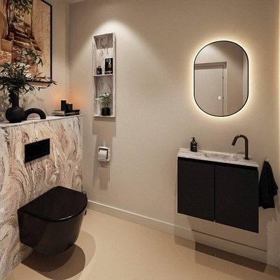 MONDIAZ TURE-DLUX 60cm toiletmeubel Urban. EDEN wastafel Glace positie rechts. Met 1 kraangat.
