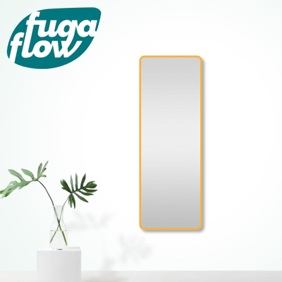 FugaFlow Eccelente Arredo 2.0 Rectangle spiegel badkamerspiegel - 140x50cm - rechthoek - afgerond - frame - mat goud