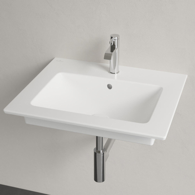 Villeroy & Boch Venticello wastafel onderzijde geslepen 1 kraangat doorgestoken 60x50cm (geschikt voor 3 kr.gaten) met overloop stone white