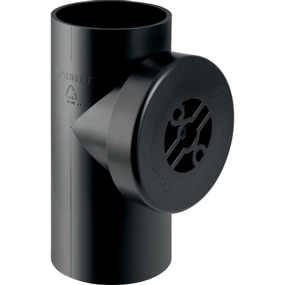 Geberit afvoer PE fitting toezichtstuk 90° met rond deksel 75