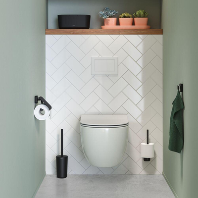 Tiger Carv Toiletrolhouder - met klep - zwart