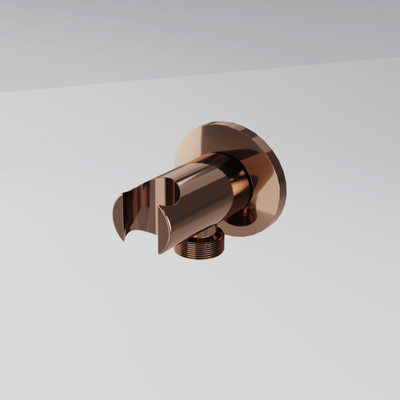 Fortifura Calvi Inbouw Regendoucheset - thermostatisch - plafondarm - 25cm hoofddouche - staaf handdouche - gladde doucheslang - geborsteld koper PVD